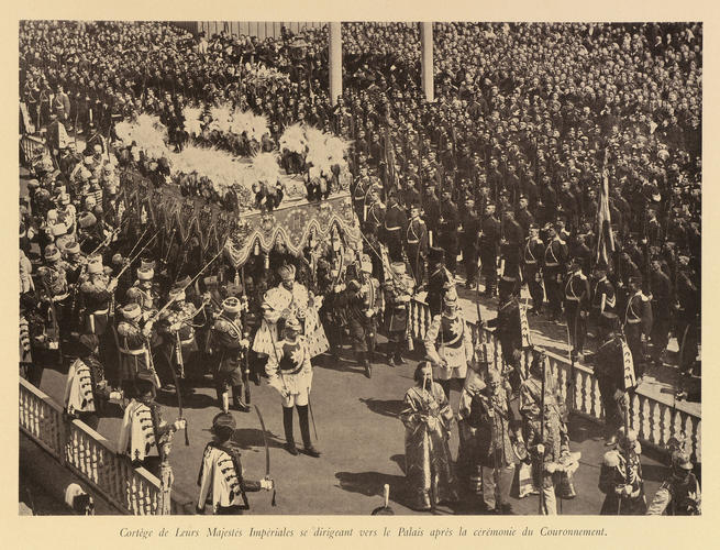 Nicholas II, Emperor of Russia leading the procession following his coronation ceremony Nicholas II, Emperor of Russia leading the procession following his coronation ceremony