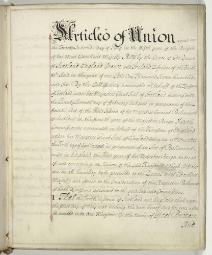 Articles of union [between Scotland and England, 1706]