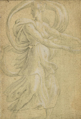A woman contemplating an armillary sphere A woman contemplating an armillary sphere