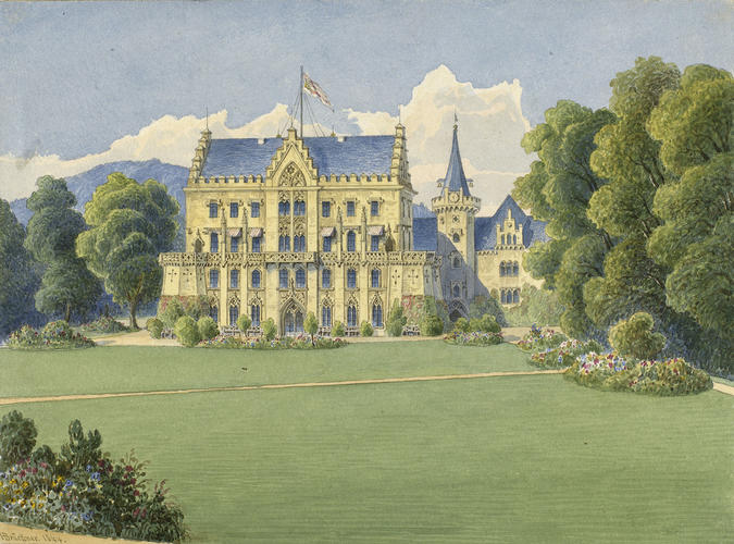 Schloss Reinhardsbrunn with lawns in foreground