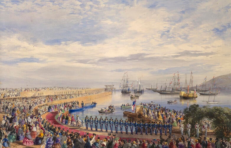 The Queen and Prince Albert landing on Alderney, 9 August 1854