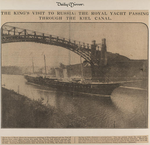 The King's visit to Russia: the Royal Yacht passing through the Kiel Canal The King's visit to Russia: the Royal Yacht passing through the Kiel Canal