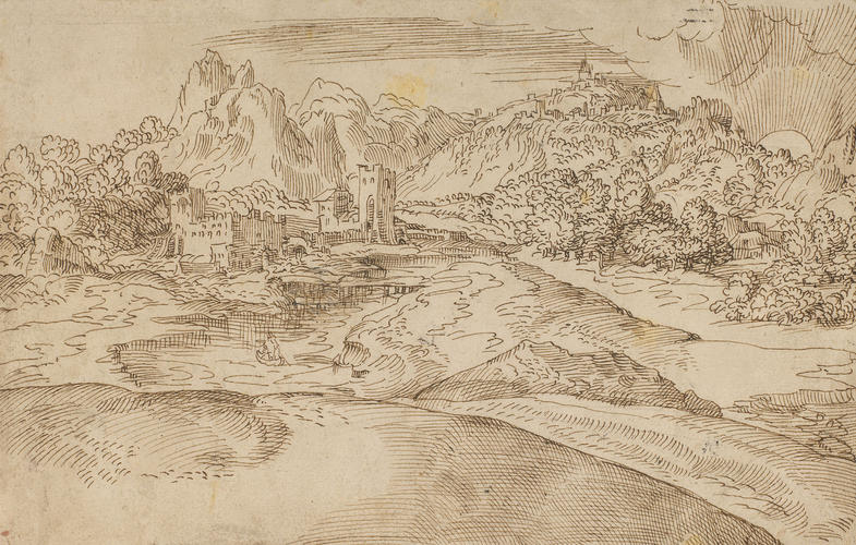 A landscape with a castle A landscape with a castle