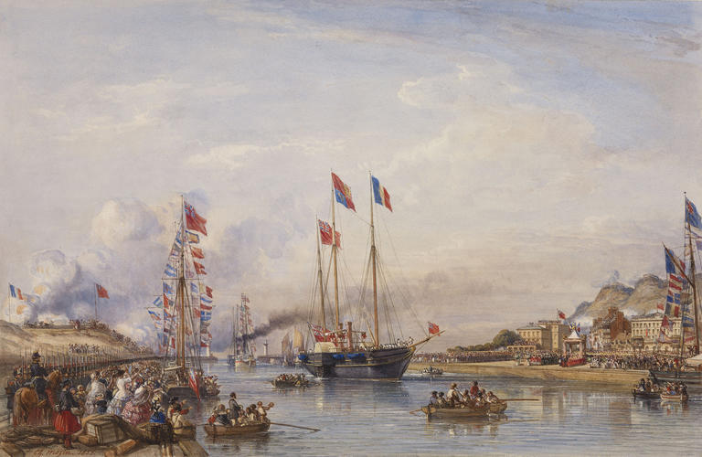 The Royal Yacht entering the harbour at Boulogne, 18 August 1855