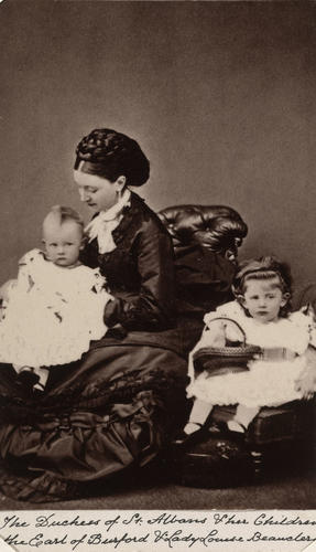 The Duchess of St Albans & her children the Earl of Burford & Lady Louisa Beauclerk. [Photographs, English Portraits. Volume 70. ]
