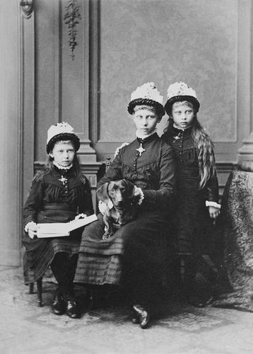 Princess Victoria, Princess Sophie, and Princess Margaret of Prussia, 1879 [in Portraits of Royal Children Vol. 25 1879-80]