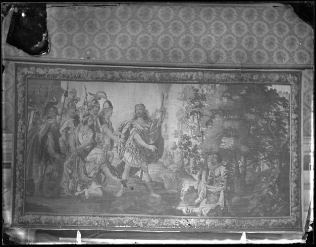 Glass plate negative of a tapestry Glass plate negative of a tapestry