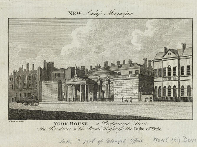 York House in Parliament Street, the residence of his Royal Highness the Duke of York