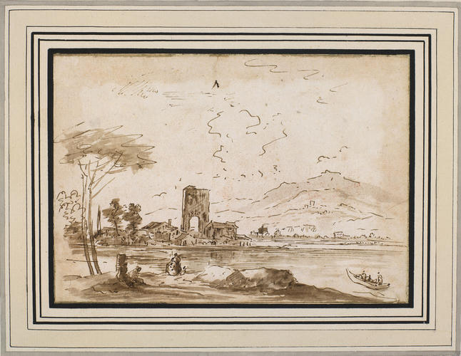 A lake, a town and mountains
