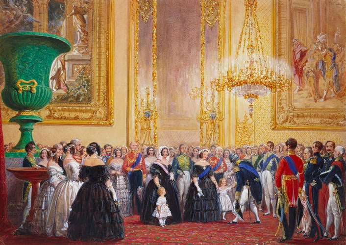 The eldest children of Queen Victoria and Prince Albert being presented to Louis-Philippe, 8 October 1844