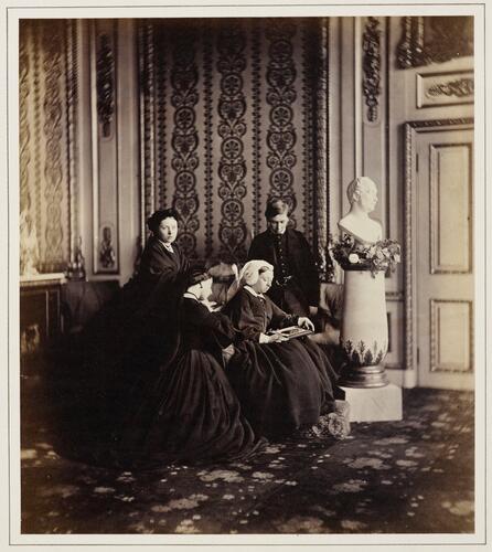 Queen Victoria, the Crown Princess of Prussia, Princess Alice and Prince Alfred in mourning