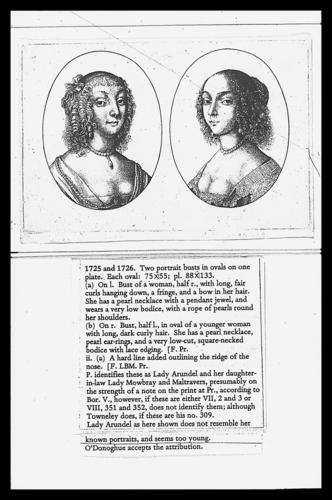 Oval portrait bust on one plate with another portrait (803915): possibly Elizabeth, Countess of Arundel, wife of 3rd Earl Oval portrait bust on one plate with another portrait (803915): possibly Elizabeth, Countess of Arundel, wife of 3rd Earl
