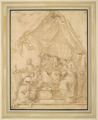 St Caterina Vigri Received by Christ & the Virgin, with Sts Lawrence & Stephen St Caterina Vigri Received by Christ & the Virgin, with Sts Lawrence & Stephen