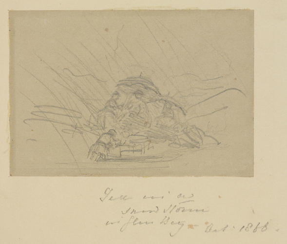 Master: SKETCHES FROM NATURE V. R. 1865 TO 1867
Item: Tea in a snow storm in Glen Beg