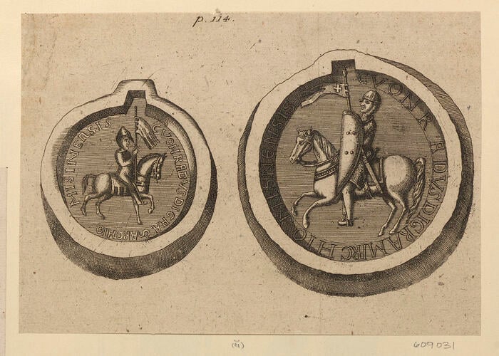 [Engraving of two seals of Conrad, Margrave of Meissen]