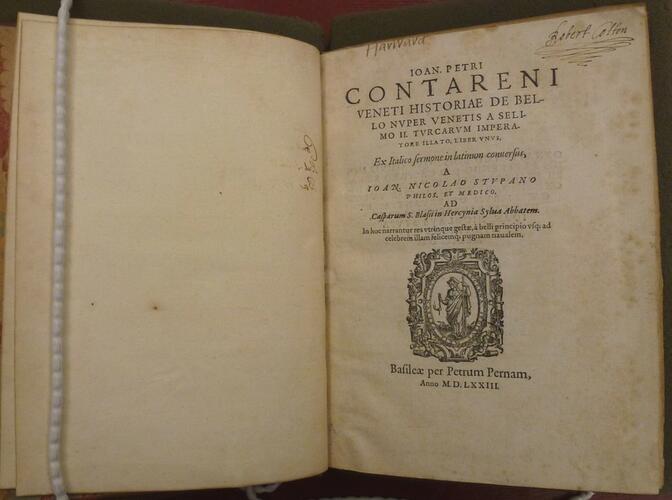 Historiae de bello nuper Venetis a Selimo II. Turcarum imperatore illato, liber vnus / Ioan. Petr Contareni Historiae de bello nuper Venetis a Selimo II. Turcarum imperatore illato, liber vnus / Ioan. Petr Contareni