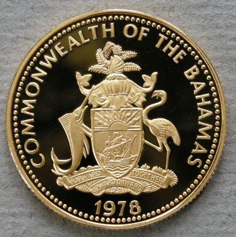Bahamas. Proof 100 dollars commemorating the fifth Anniversary of Independence Bahamas. Proof 100 dollars commemorating the fifth Anniversary of Independence