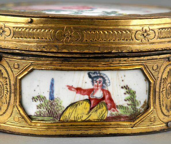 Gilt copper and enamel box