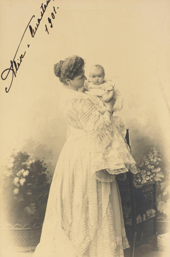 Alexandra Feodorovna, Empress of Russia holding Grand Duchess Anastasia Nikolaevna