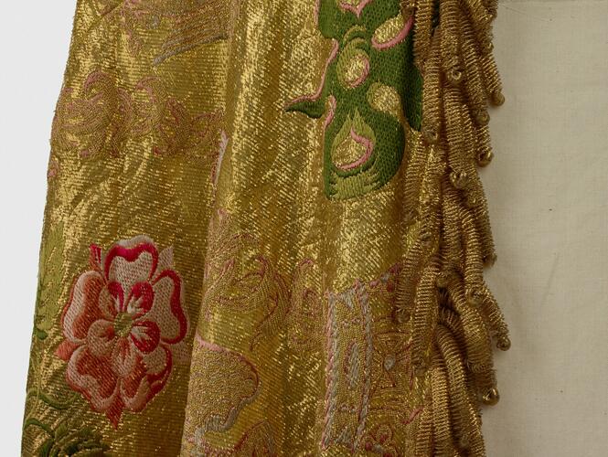 The Imperial Mantle, worn by King George IV, King George V, King George VI, Queen Elizabeth II and King Charles III The Imperial Mantle, worn by King George IV, King George V, King George VI, Queen Elizabeth II and King Charles III