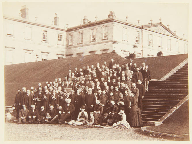 The Duke and Duchess of Abercorn with their family and tenantry on the occasion of their Golden Wedding. 25th October 1882. [Album: Photographic Portraits Vol. 5/63 1875-1889]