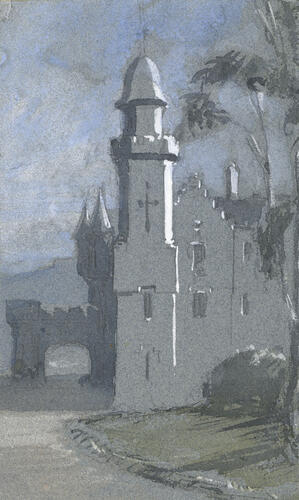 Balmoral Castle: east corner with entrance porch Balmoral Castle: east corner with entrance porch