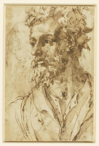 A study of two male nudes (recto); A head of a man (verso)