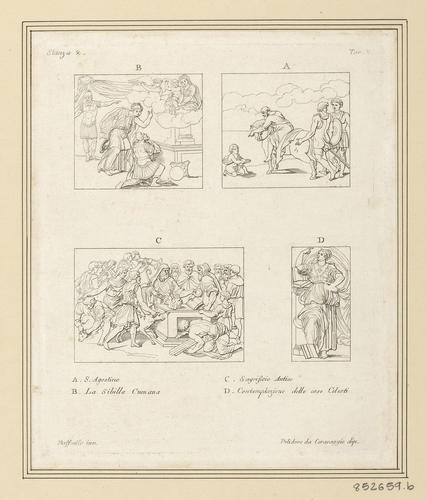 Master: A set of prints after the basamento decoration of the Stanza della Segnatura
Item: Four scenes from the Stanza della Segnatura