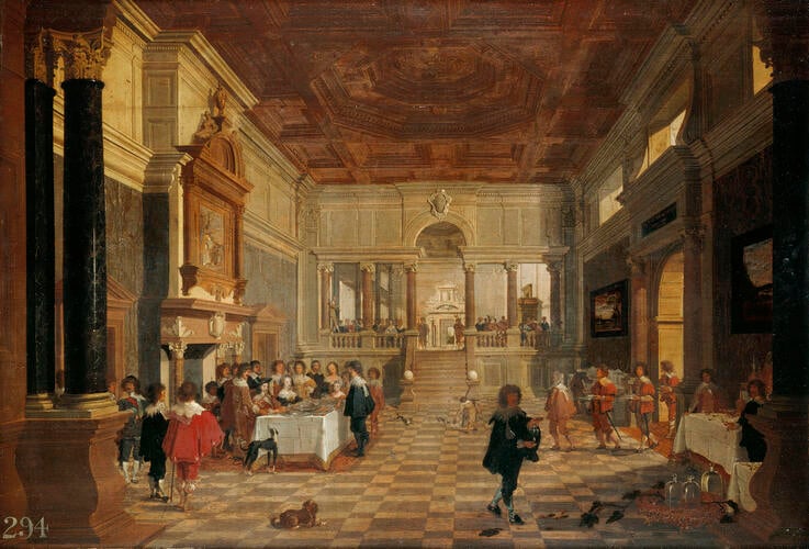 Charles I, Queen Henrietta Maria, and Charles II when Prince of Wales Dining in Public