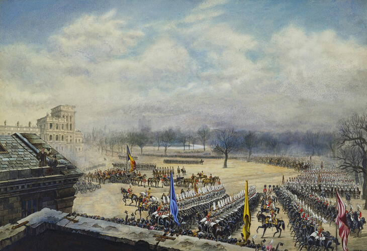 Queen Victoria Reviewing the Troops on their return from Egypt, Horse Guards Parade, London, 18 November 1882