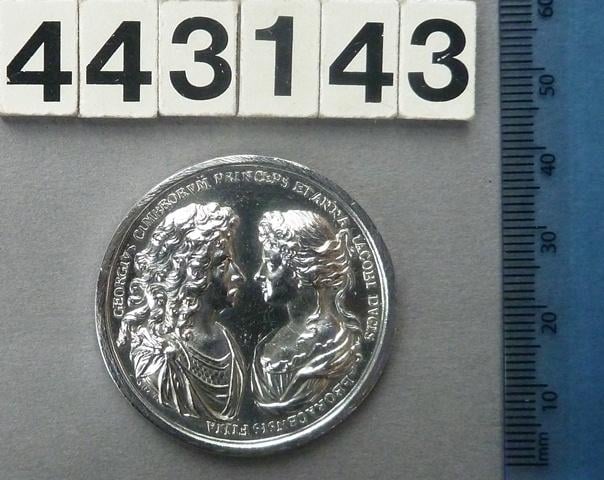 Medal commemorating the marriage of George, Prince of Denmark and Princess Anne Medal commemorating the marriage of George, Prince of Denmark and Princess Anne