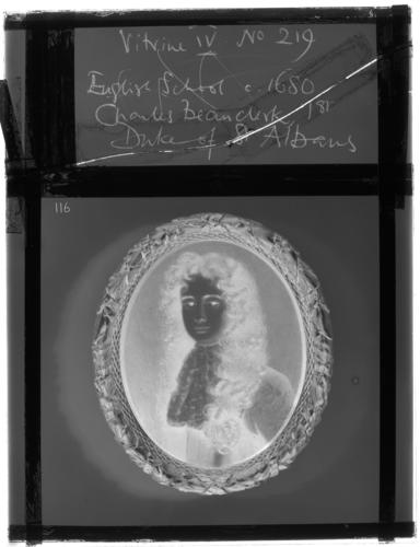 Glass plate negative of miniature of Charles Beauclerk, Duke of St Albans Glass plate negative of miniature of Charles Beauclerk, Duke of St Albans