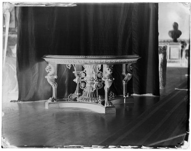 Glass plate negative of a centre table, Grand Corridor, Windsor Glass plate negative of a centre table, Grand Corridor, Windsor