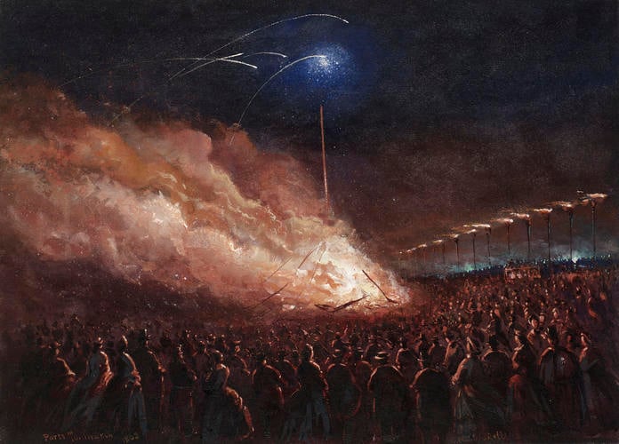 Fireworks and a bonfire on Southsea Common
