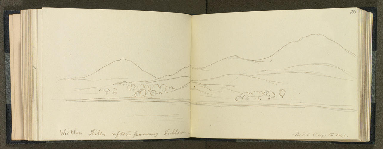 Master: SKETCHES FROM NATURE V. R. 1849 TO 1851
Item: Wicklow Hills after passing Wicklow Master: SKETCHES FROM NATURE V. R. 1849 TO 1851
Item: Wicklow Hills after passing Wicklow