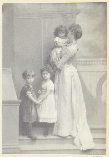 The Marchioness of Granby and her children, Lord Haddon, Lady Victoria and Lord John Manners. 1889. [Album: Photographic Portraits vol. 6/64 1888-1893]