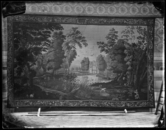 Glass plate negative of a tapestry Glass plate negative of a tapestry