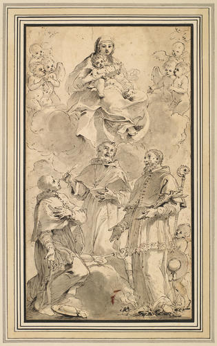 The Virgin and Child with three saints The Virgin and Child with three saints
