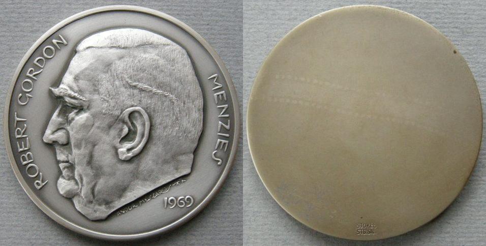 Australia. Uniface laudatory medal of R. G. Menzies Australia. Uniface laudatory medal of R. G. Menzies