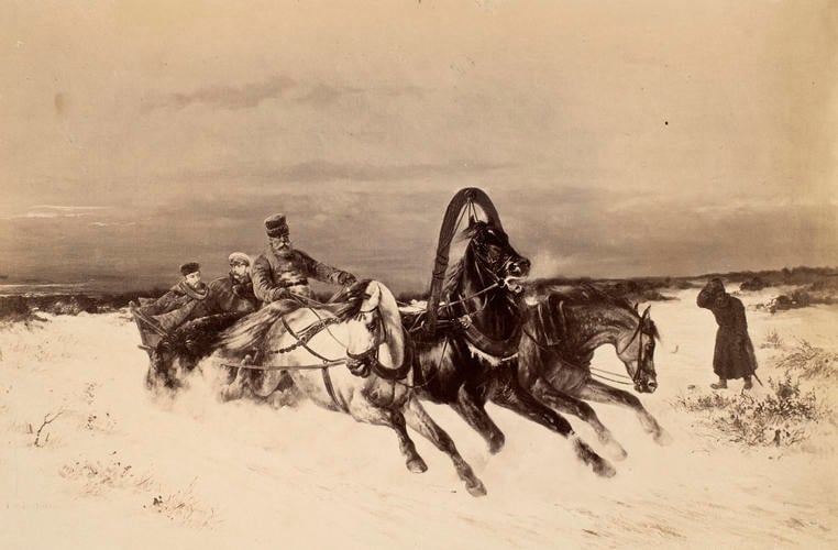 Alexander II, Emperor of Russia and King Edward VII, when Prince of Wales, in a sleigh