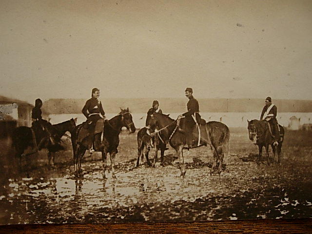Turkish artillery officers mounted on horses