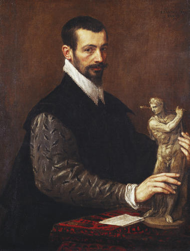 Portrait of Tiziano Aspetti holding a Statuette