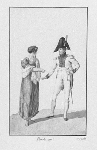 Netherlands Troops (Kingdom of Holland-under Louis Bonaparte). 	Cavalry Officer with woman, 1808