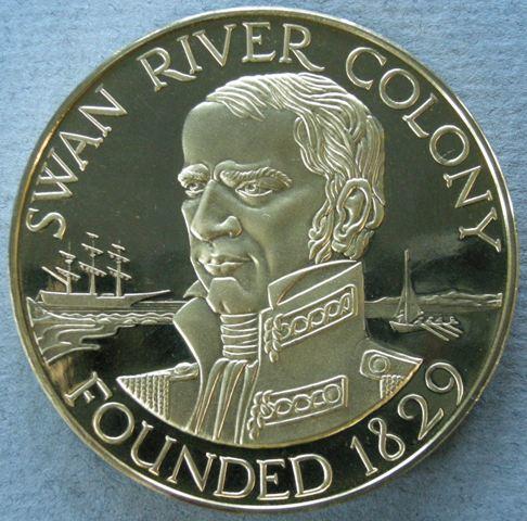 Australia. Medal commemorating the 150th anniversary of the founding of the Swan River colony Australia. Medal commemorating the 150th anniversary of the founding of the Swan River colony