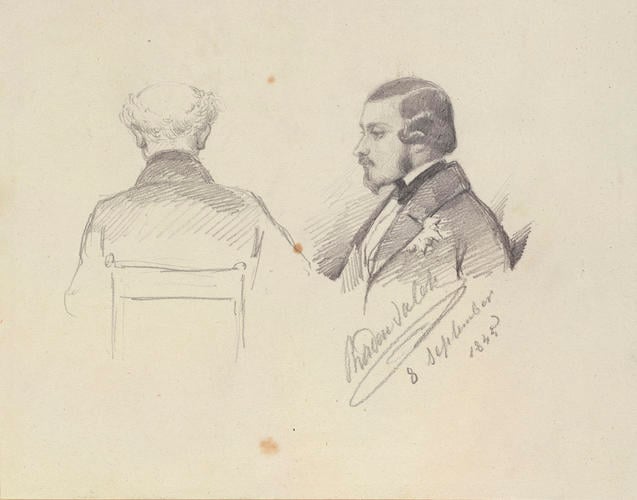 Master: Princes' and Princesses' drawings: Album 7
Item: Ernest II, Duke of Saxe-Coburg-Gotha and another