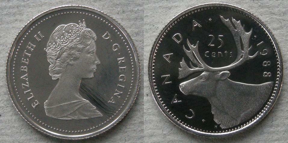 Canada. Proof 25 cents, 1988