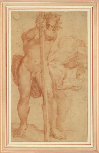A nude man with a staff A nude man with a staff