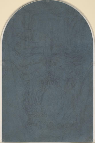An allegorical design in honour of Jean-Antoine Watteau