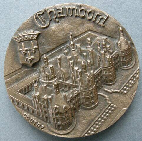 France. Art medal of the Château Chambord by Coutre France. Art medal of the Château Chambord by Coutre