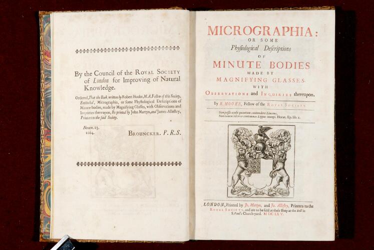 Micrographia, or, Some physiological descriptions of minute bodies made by magnifying glasses : with observations and inquiries thereupon / by R. Hooke . . Micrographia, or, Some physiological descriptions of minute bodies made by magnifying glasses : with observations and inquiries thereupon / by R. Hooke . .